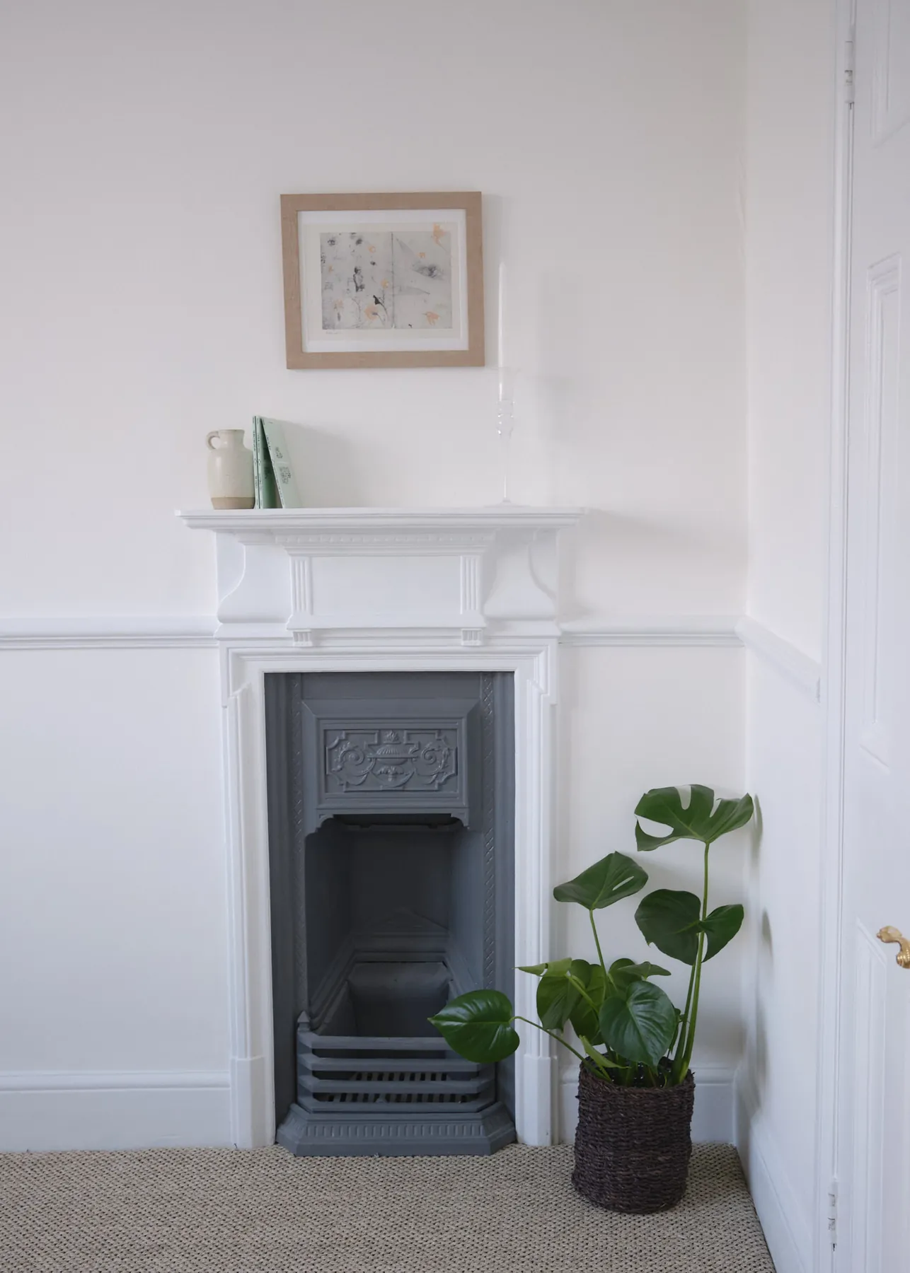 The ornamental fireplace in Gold